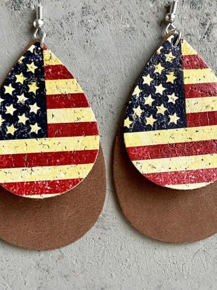 American Flag Leopard Print Earrings