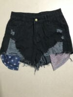 American Flag Patchwork Denim Shorts