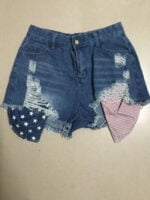 American Flag Patchwork Denim Shorts