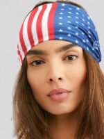 American Flag Print Button Sports Headband