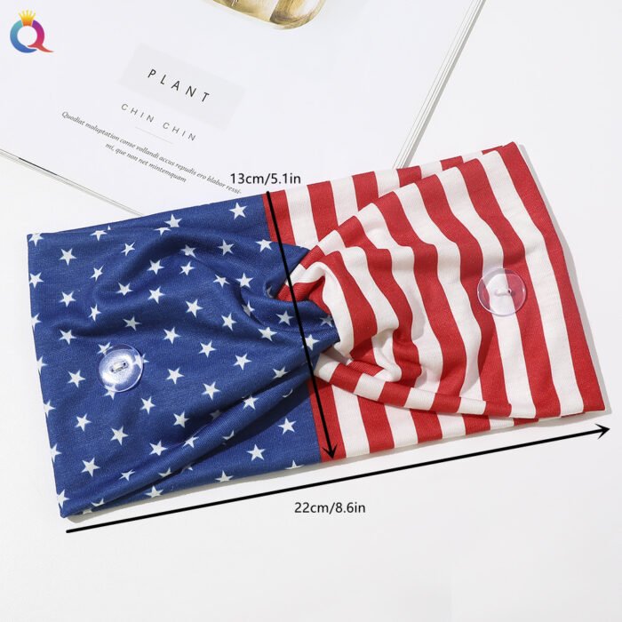 American Flag Print Button Sports Headband