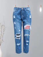 American Flag Print Casual Jeans