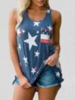 American Flag Print Casual Tank Top