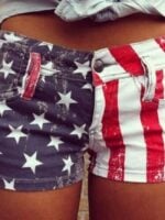 American Flag Print Denim Shorts