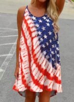 American Flag Print Open Back Slip Dress