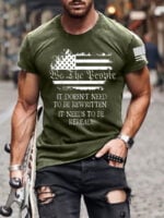 American Flag Print Short Sleeve T-Shirt