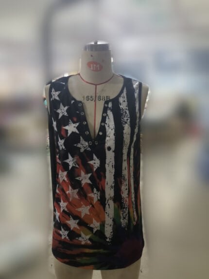 American Flag Print V-Neck Tank Top Wholesale