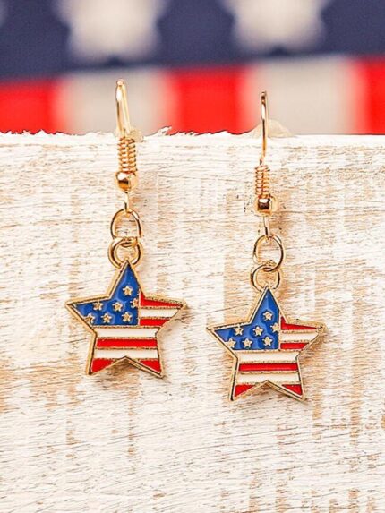 American Flag Star Heart Earrings