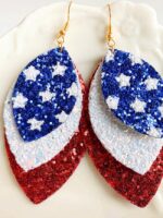 American Flag Stars Print Sequin Earrings