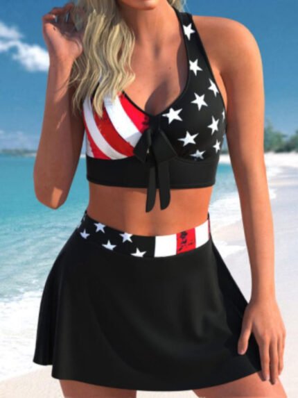 American flag print tankinis swimsuit Wholesale