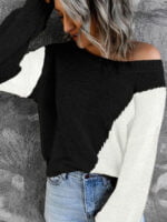 Wholesale Asymmetric Colorblock Knitted Sweater