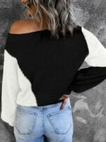 Wholesale Asymmetric Colorblock Knitted Sweater