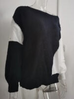 Wholesale Asymmetric Colorblock Knitted Sweater