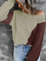 Wholesale Asymmetric Colorblock Knitted Sweater