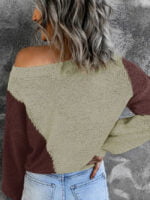 Wholesale Asymmetric Colorblock Knitted Sweater