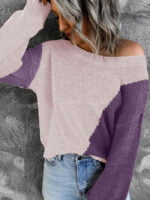 Wholesale Asymmetric Colorblock Knitted Sweater