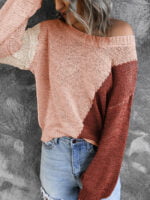 Wholesale Asymmetric Colorblock Knitted Sweater