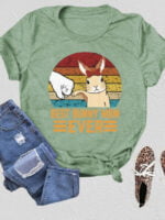 Wholesale BEST BUNNY MOM EVER Letter Print T-Shirt