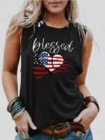 Wholesale BLESSED American Flag Letter Vest