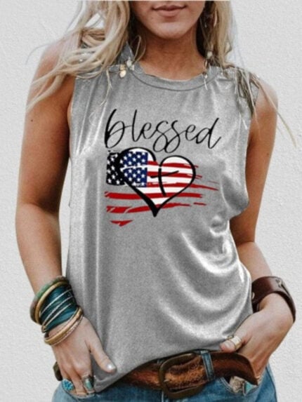 Wholesale BLESSED American Flag Letter Vest