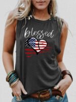 Wholesale BLESSED American Flag Letter Vest