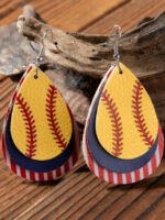 Baseball American Flag Print Earrings