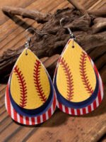 Baseball American Flag Print Earrings