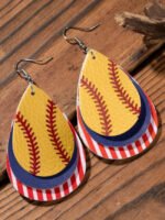 Baseball American Flag Print Earrings