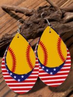 Baseball American Flag Print Earrings