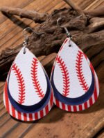 Baseball American Flag Print Earrings