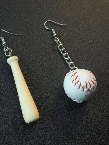 Wholesale Baseball Funny Asymmetric Earrings