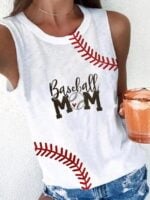 Baseball MOM Print Casual Tank Top-Wholesale