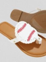 Baseball print thong casual slippers