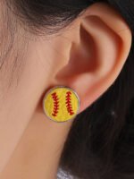 Wholesale baseball round creative earrings