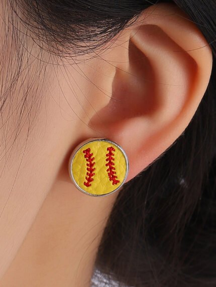 Wholesale baseball round creative earrings