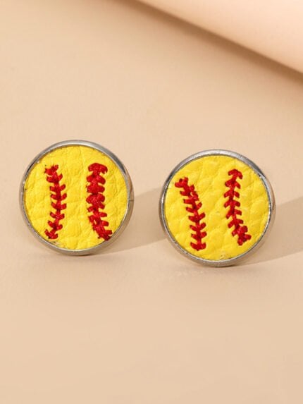 Wholesale baseball round creative earrings