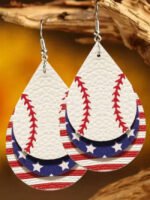 Baseball sequin leather earrings