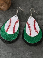 Baseball sequin leather earrings