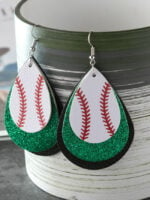 Baseball sequin leather earrings