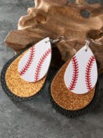 Baseball sequin leather earrings