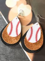 Baseball sequin leather earrings