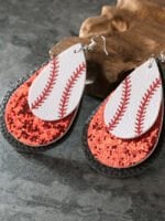 Wholesale baseball sequin leather earrings