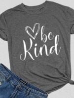 Be Kind Heart Print Short Sleeve T-Shirt