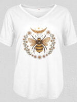 Bee Daisy Print V-Neck T-Shirt