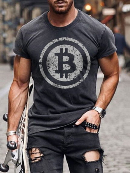 Wholesale Bitcoin stamp Print Short Sleeve T-Shirt