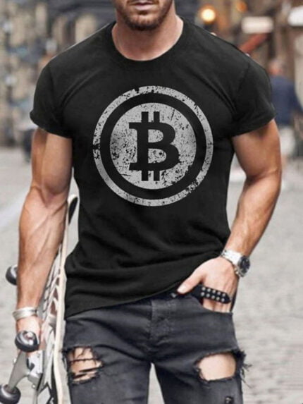 Wholesale Bitcoin stamp Print Short Sleeve T-Shirt