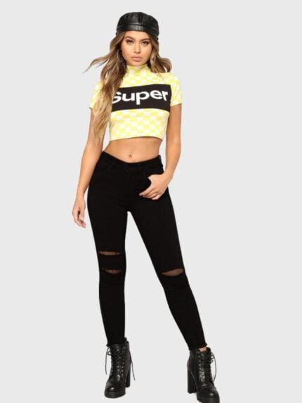 Black Irregular Ripped Hairy Mid-Waist Skinny Jeans