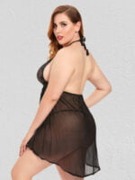 Black Valentines Day Plus Size Babydoll Lingerie