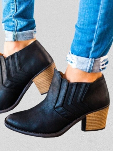 Wholesale Block Heel Slip-On Chelsea Ankle Boots