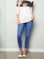 Blue skinny stretch split jeans